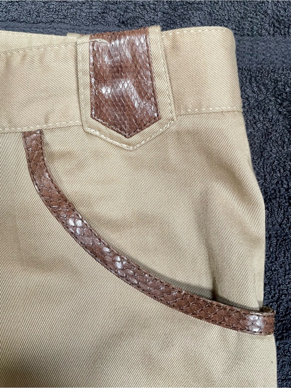 Dolce & Gabbana Beige Chinos with Brown Snakeskin Trim - Picture 5 of 11